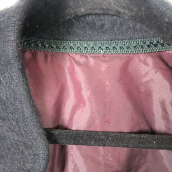 Vintage Black Fuzzy Button Up Cardigan M/L Japanese Sequin Fur Bead Embellished - Picture 5 of 10